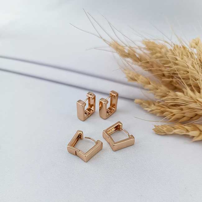 Small square mirror earrings