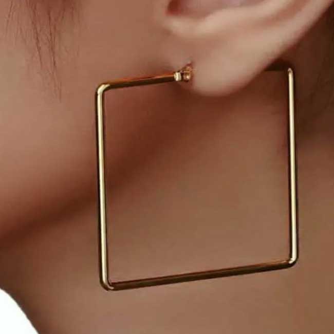 Geometric earrings Square Steel