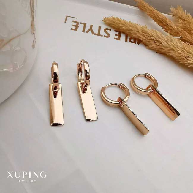 Mirror rectangular pendant earrings